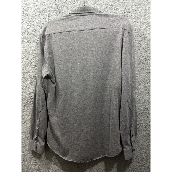 Zara Man Button Down Long Sleeve Shirt Gray Slim Fit Soft Cotton Jersey Knit Lg - Picture 6 of 6